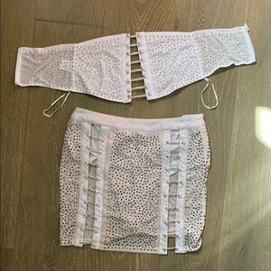 Fashion Nova White Studded Pencil Skirt